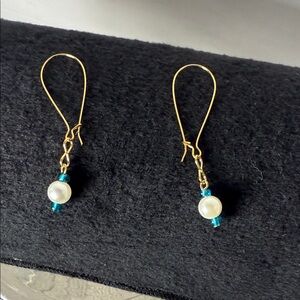 Costa Gold and Teal Drop Earrings